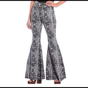Free People Snakeskin Bellbottoms